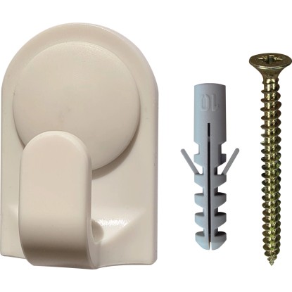 D.I.P. Háčik Stabil so skrutkou typ 1951, plast, biela, 2 ks