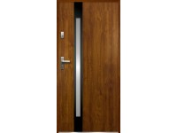 O.K. DOORS Oceľové vchodové dvere TEMIDAS INOX BLACK P55 zlatý dub 90 P