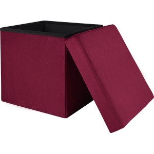 Skladacia taburetka vo farbe Burgundy (38 cm) s úložným priestorom. Dizajn Blush Bordeaux.