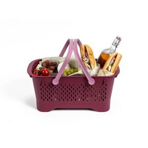 Plastia Košík na zber s vekom vínový 47,5 x 27,2 x 23,4 cm