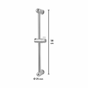 Chrómovaná sprchová tyč baliv DST-50.01, 58 cm, s držiakom sprchy do sprchy.