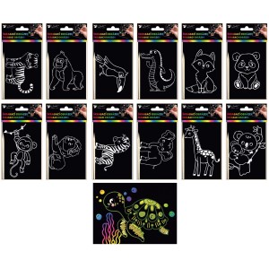 t.b.t. Sada obrázkov na škrabanie s motívmi zvierat pre deti, maľovanie a hranie.
