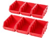 LUX-TOOLS Dielenský skladovací box Basic červený veľ. 1, 6 ks