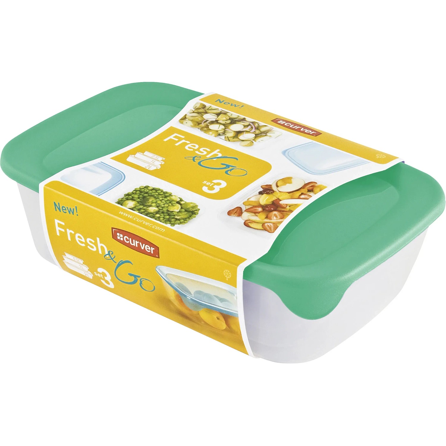 E-shop Curver Súprava dóz na potraviny Fresh&Go, rôzne farby, 2 l + 1 l + 0,5 l