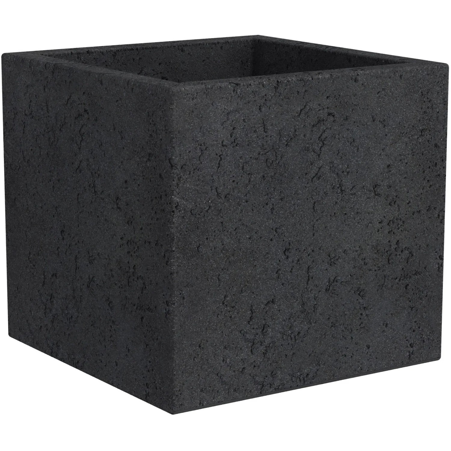 E-shop Scheurich Hranatý kvetináč C-Cube 240 Stony Black 38 x 38 x 33 cm