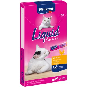 Vitakraft Liquid Snack Kuracie, maškrta pre mačky s taurínom pre zdravé oči a srdce, 6x15g.