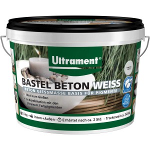 Vedro Ultrament Bastel Beton biely 3,5 kg, bezprašná liaca hmota pre dekoratívne predmety.