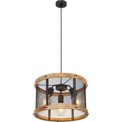 GLOBO Závesné svietidlo JEANIE čierna/tm.hnedá E27 40 W pr. 400 x 1200 mm