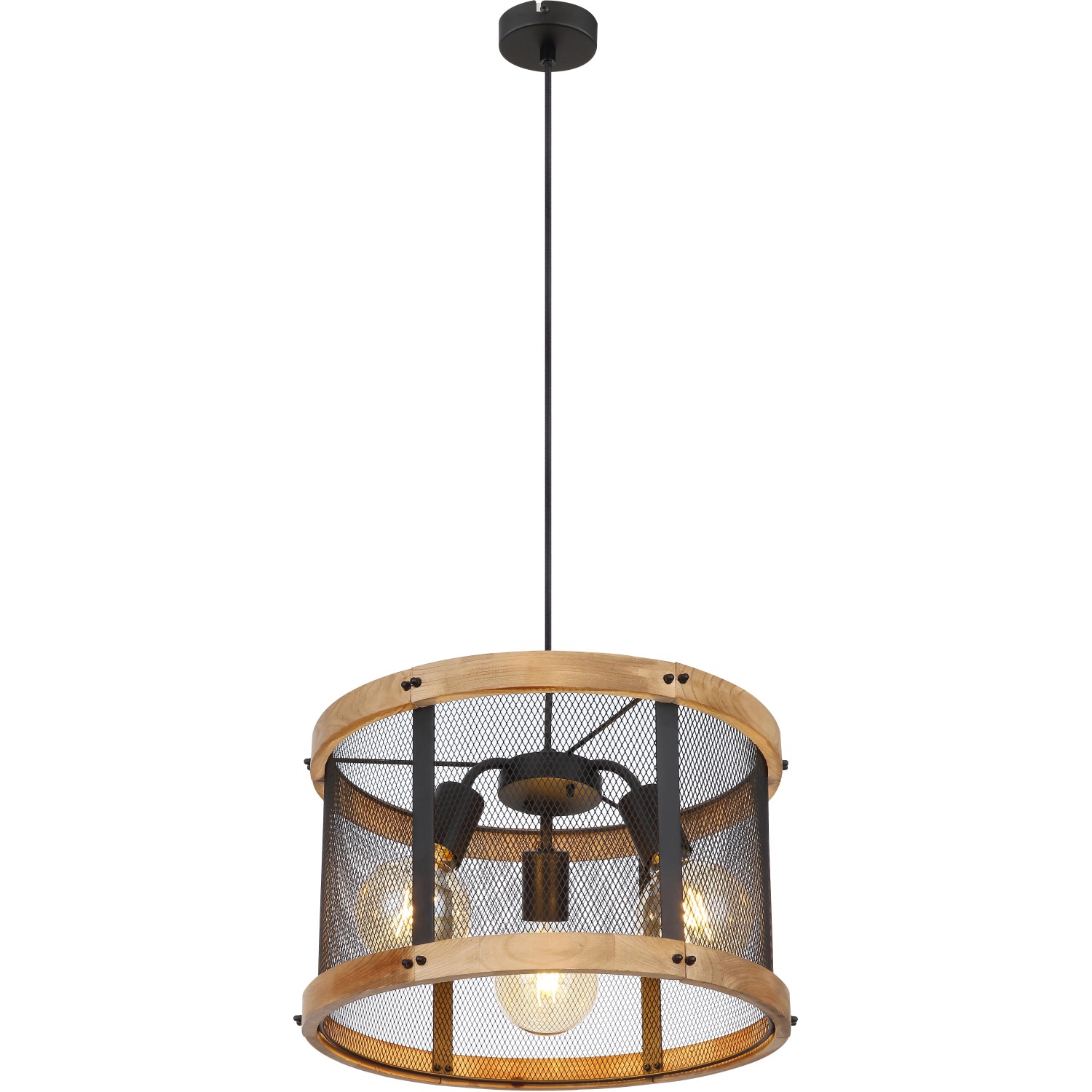 E-shop GLOBO Závesné svietidlo JEANIE čierna/tm.hnedá E27 40 W pr. 400 x 1200 mm
