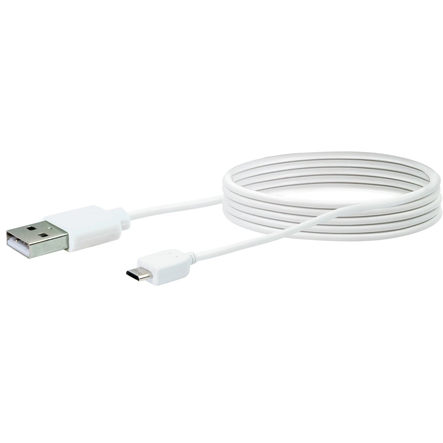 E-shop Nabíjací a synchronizačný kábel s konektorom micro USB, biely 2 m