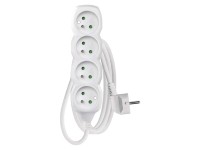 Emos Predlžovací kábel biely, 4 zásuvky, max. 16 A/3680 W, 1,5 m