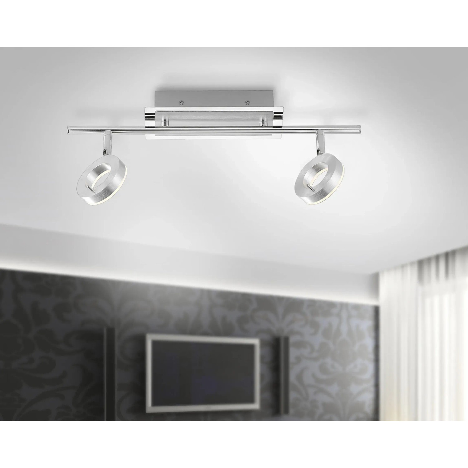 E-shop Paul Neuhaus Stropné LED sviet. Sileda 2bod., 2x12W, IP44, hliník, 18 x 50,5cm