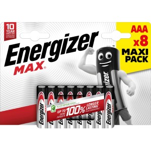 Energizer Max AAA Micro Batérie, 8 kusov. Alkalická batéria pre každodenné zariadenia.
