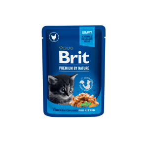Brit Kapsička pre mačky Premium Cat Pouches kuracie kúsky pre mačiatka 100 g