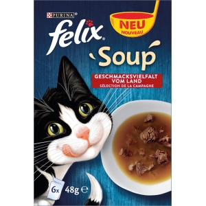Felix Soup mačacie mokré krmivo, príchuť vidiecka rozmanitosť, balenie 6x48g.