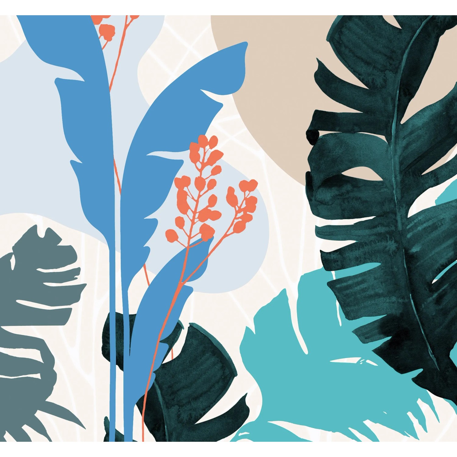 E-shop Komar Vliesová fototapeta Tropical Shapes 300 x 280 cm