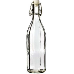 Prázdna sklenená fľaša s drôteným uzáverom, 500 ml, na olej a ocot.
