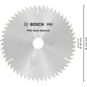 Kotúčová píla Bosch Multi Material, Ø 210 mm, 54 zubov. Pre presné rezy do dreva, kovu a plastu.