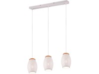 REALITY Závesné svietidlo BIDAR biele matné 3 x E27 max. 28 W, 71 x 150 x 15 cm