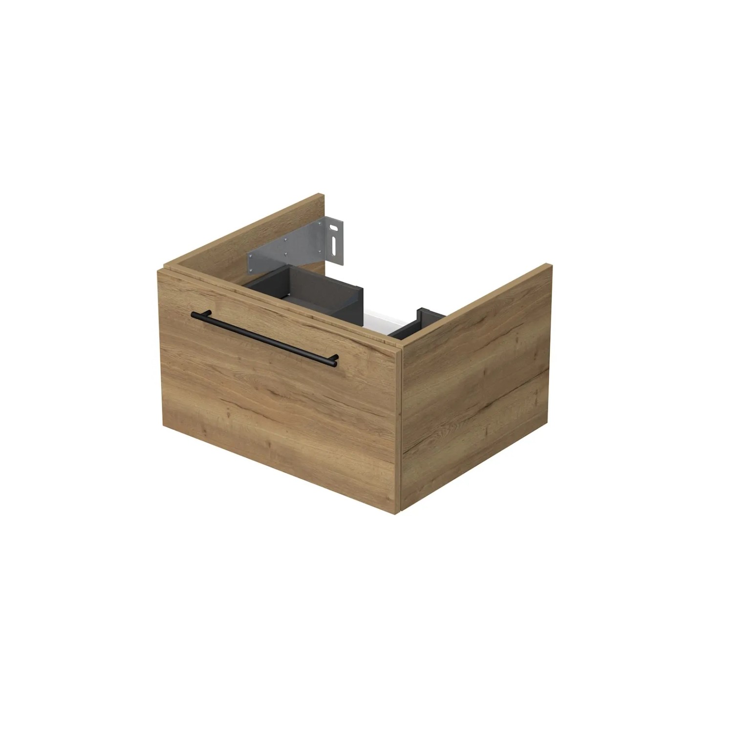 E-shop INTEDOOR Kúpeľ.skriňa pod dosku BEE, úchyt čierny, š. 60 cm, dub Halifax