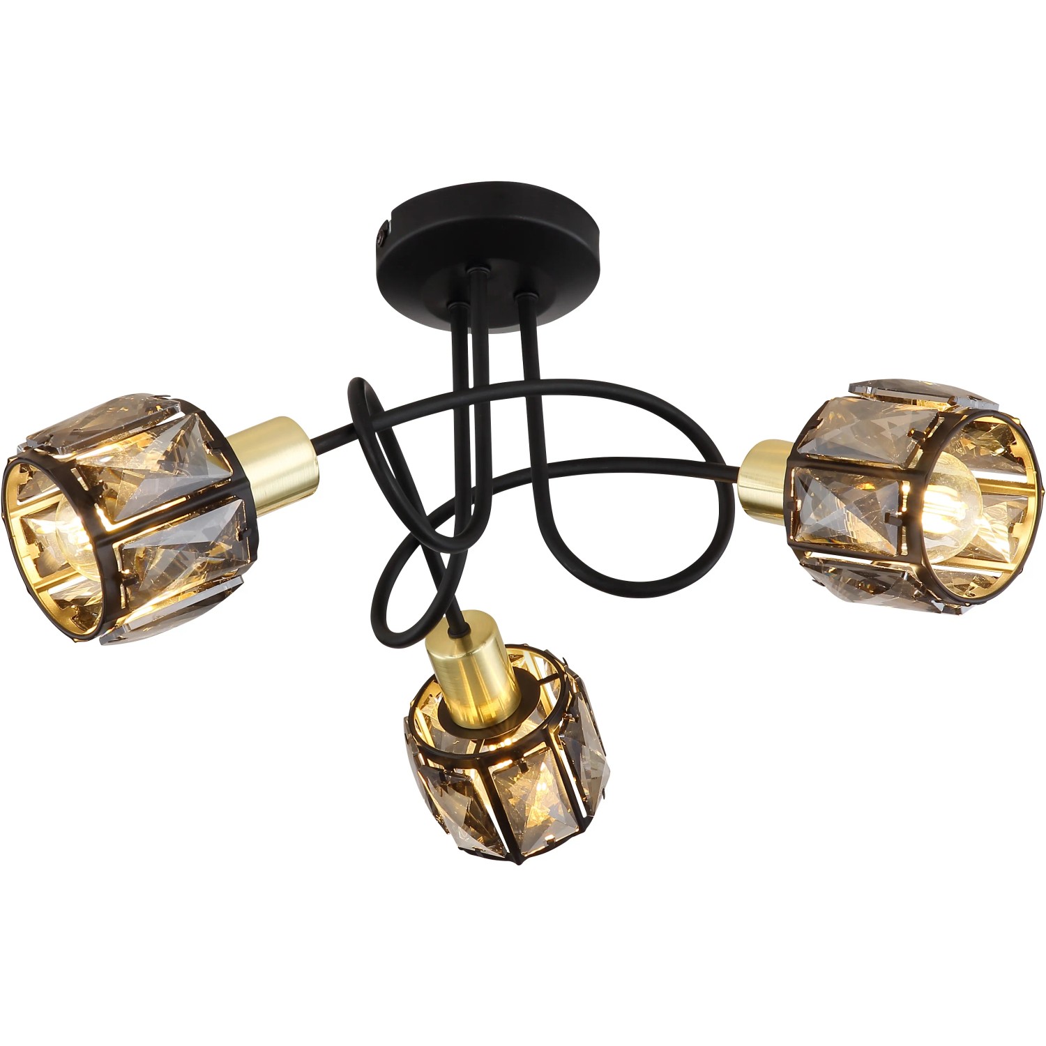 E-shop GLOBO Stropné svietidlo INDIANA čierna/zlatá/dymová E14 40 W pr. 380 x 240 mm