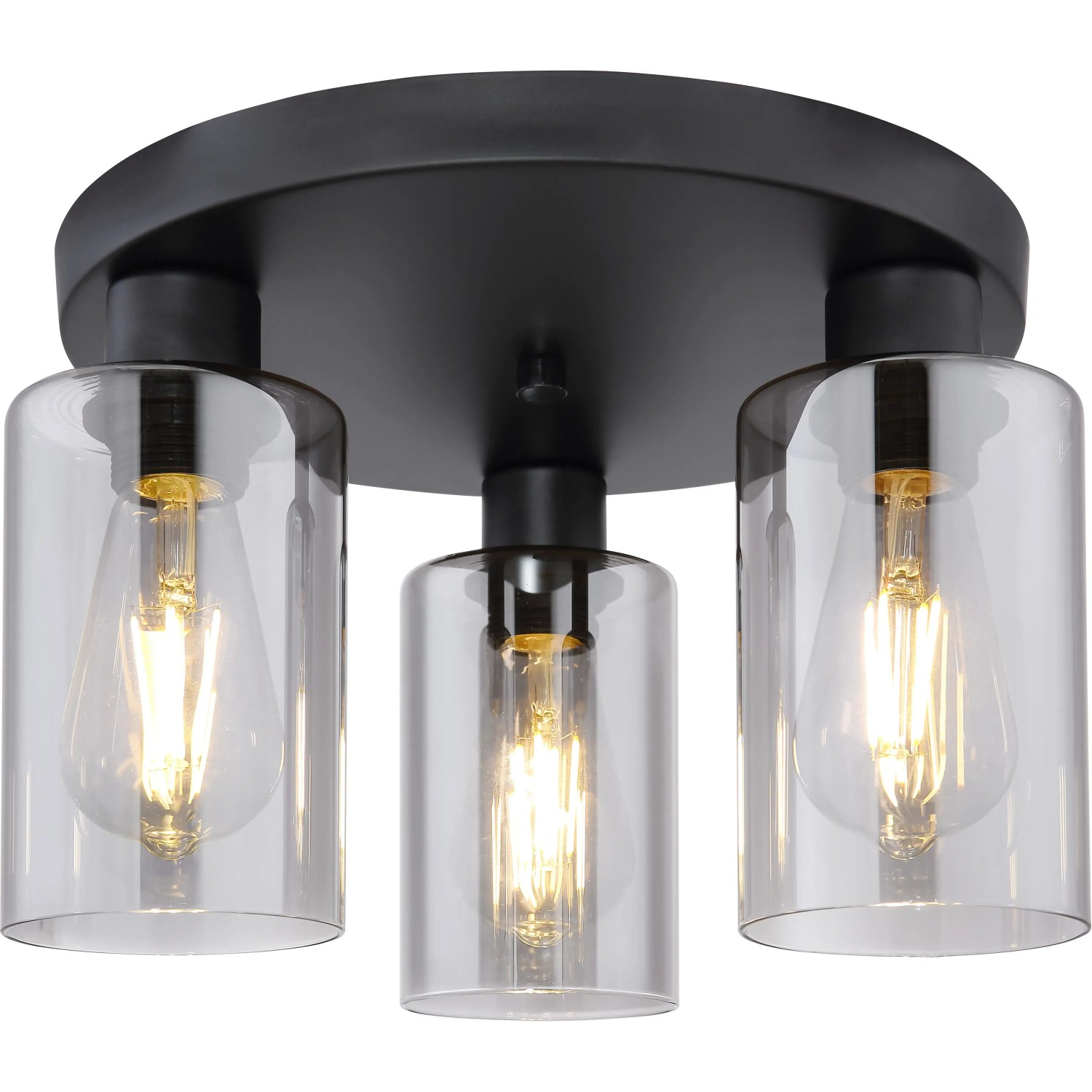 E-shop GLOBO Stropné svietidlo HADERA čierna/dymová E27 60 W pr. 340 x 220 mm