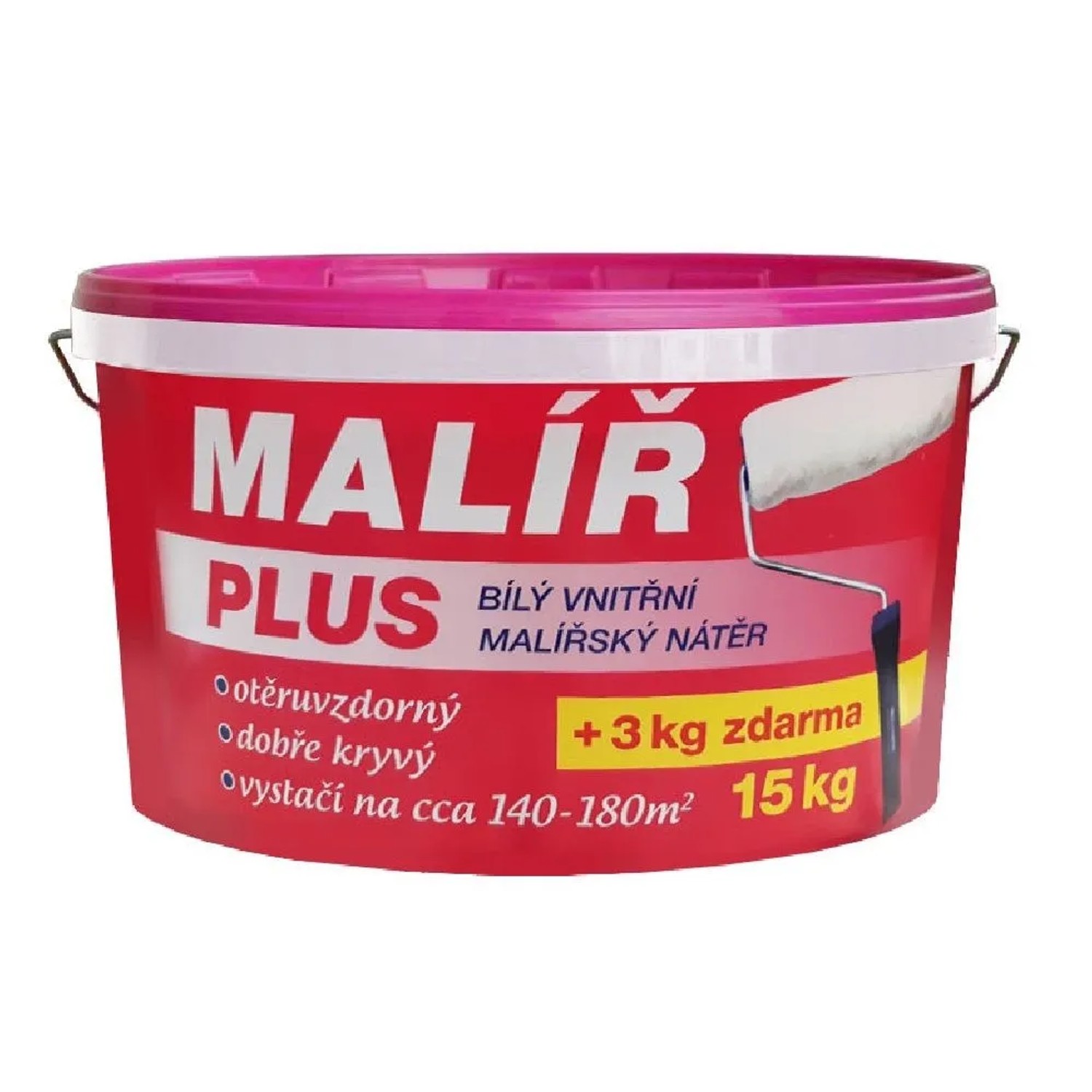 E-shop Malíř PLUS Biely disperzný oteruvzdorný malírsky náter 15 + 3 kg
