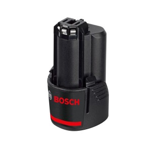 Kompaktný čierny akumulátor Bosch Professional GBA 12V/3Ah pre 12V elektrické náradie, červené logo Bosch.