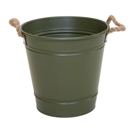 Mega Collections Kvetináč Beat bucket zinkový olivovo zelený 44 x 46 x 46 cm