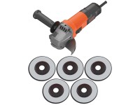 Black+Decker Uhlová brúska, 115 mm, 750 W + 5x rezný kotúč