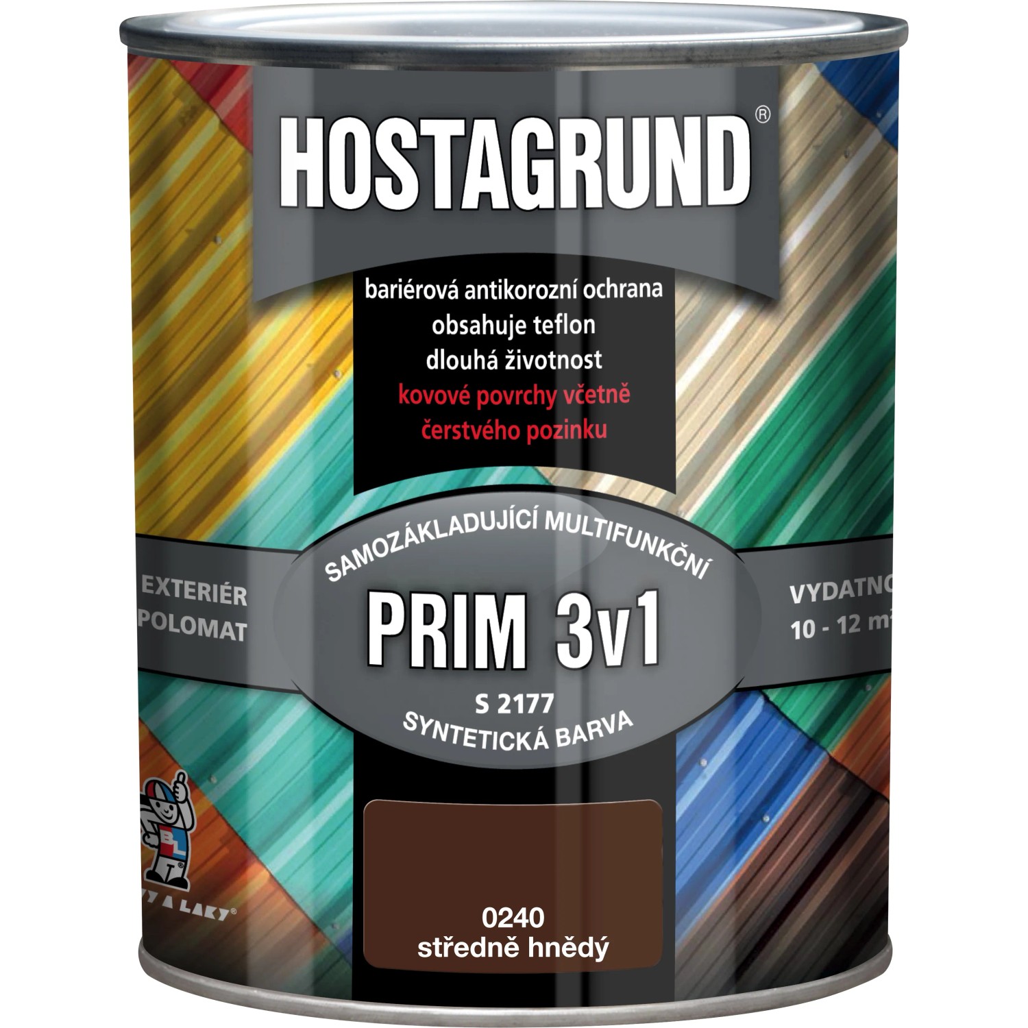 E-shop HOSTAGRUND Základná aj vrchná farba na kov 3v1 PRIM S2177 0240 hnedá str. 600 ml