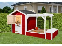 Weka Detský domček na hranie Tabaluga, červená-biela, 154 x 284 x 153 cm