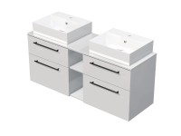 INTEDOOR Kúpeľ.skriňa+2umývadlá BEE, úchyt čierny, 140cm, regál stred biela lesk INTEDOOR Kúpeľ.skriňa+2umývadlá BEE, úchyt čierny, 140cm, regál stred biela lesk