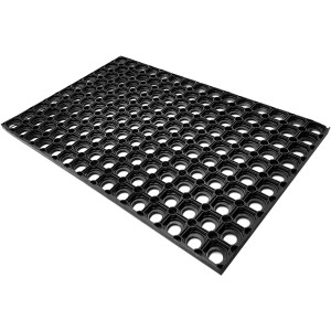 Čierna rohožka Astra Quadro Light, 60x80 cm, z gumy s otvormi.