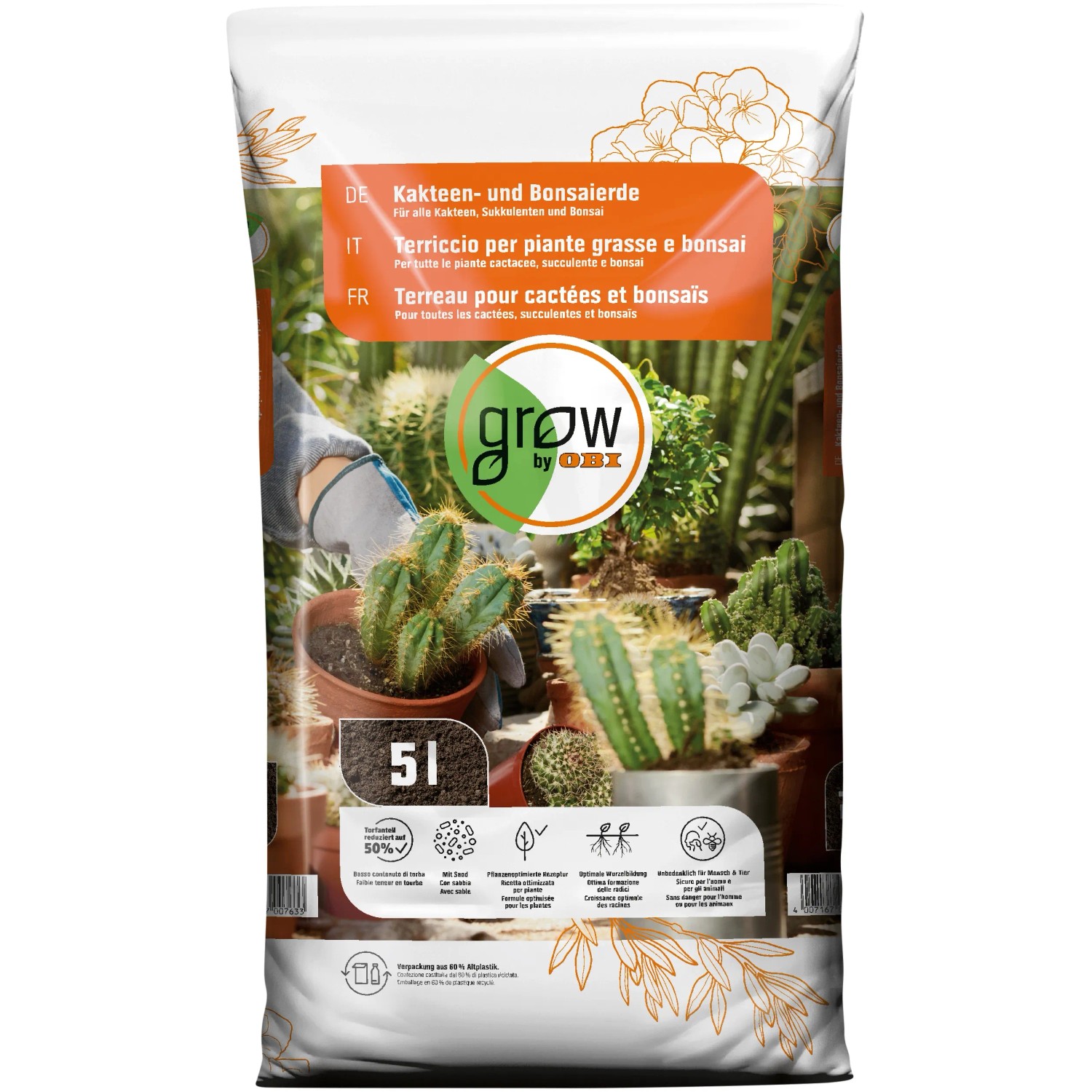 E-shop GROW by OBI Substrát pre kaktusy a bonsaje 5 l