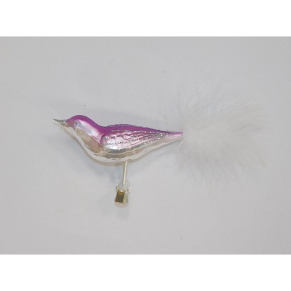 ONREX Vianočná ozdoba sklenená vtáčik fialový 12 cm