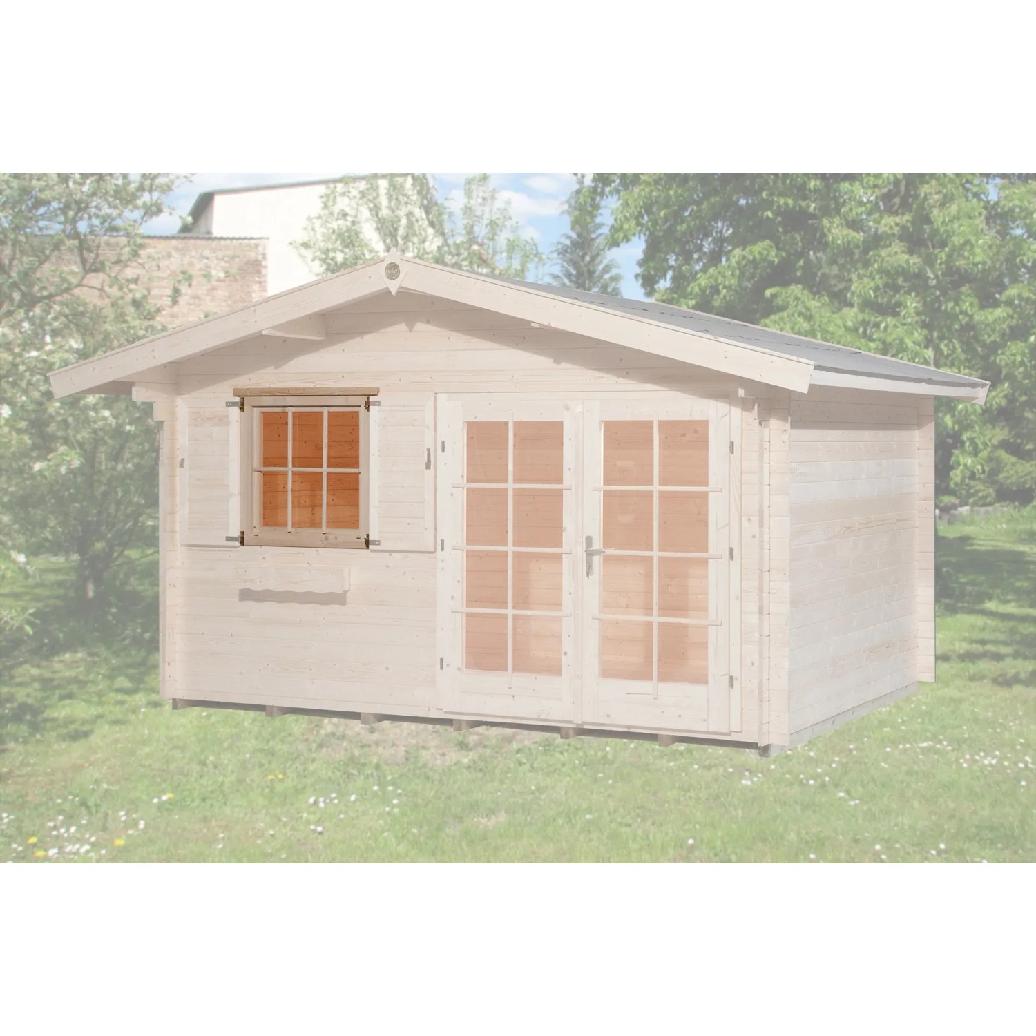 E-shop Weka Jednoduché okno pre domček s hrúbkou steny 45 mm, prírodná, 91 x 91 cm