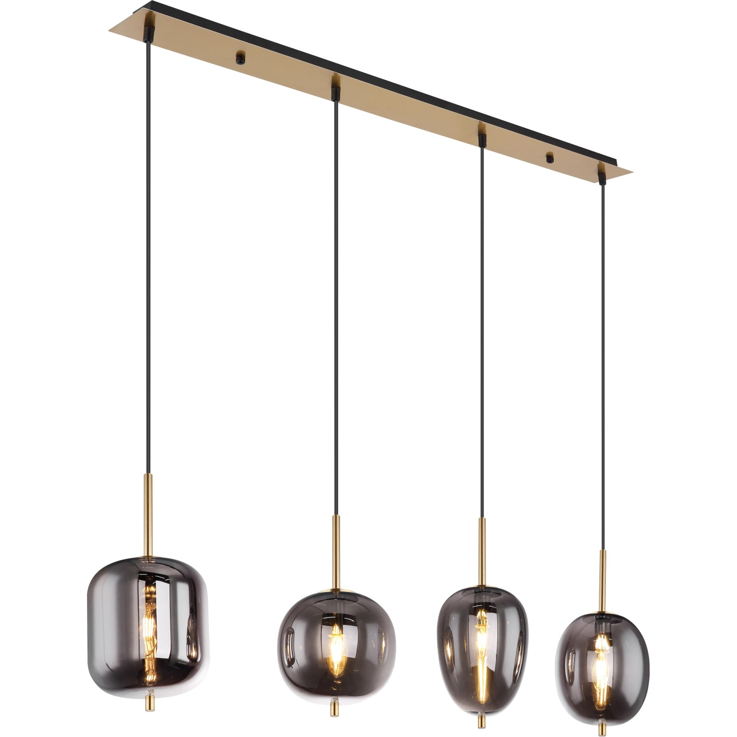E-shop GLOBO Závesné svietidlo BLACKY I mosadzná/dymová E14 40 W 1100 x 185 x 1200 mm