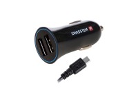 SWISSTEN Nabíjačka USB-A 12/24V, 2,4 A, 2x USB-A, kábel Micro USB