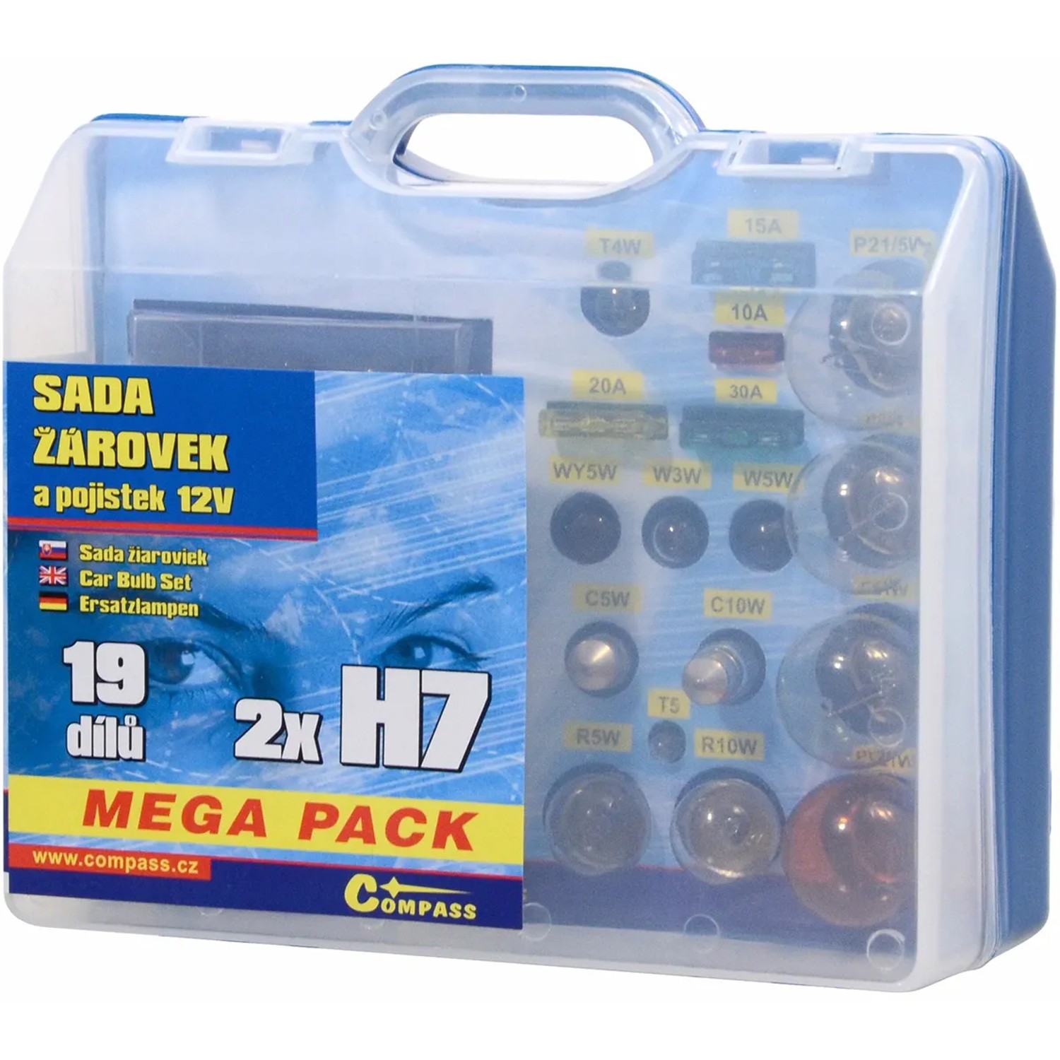 E-shop COMPASS Autožiarovky 12 V servisný box Mega H7 + H7