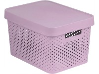 Curver Úložný box s vekom INFINITY dierovaný ružový 17 l, 36 x 22 x 27 cm
