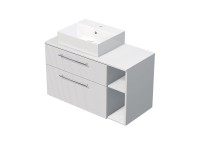 INTEDOOR Skriňa+umývadlo BEE, úchyt chróm, š.100cm, regál vpravo, biela 3D pruhy INTEDOOR Skriňa+umývadlo BEE, úchyt chróm, š.100cm, regál vpravo, biela 3D pruhy