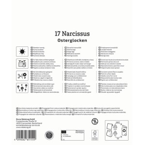 Kiepenkerl Narcisy Mega-Pack, 17 kvetinových cibuliek. Balenie s informáciami o výsadbe.
