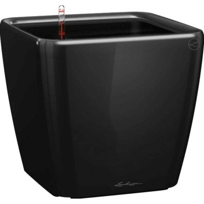 Lechuza Kvetináč Quadro Premium LS 21, čierna vysoko lesklá, 22 x 22 x 21 cm