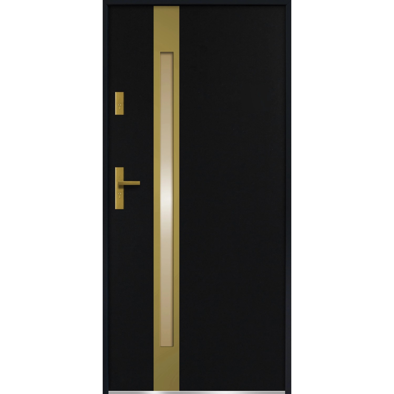 E-shop O.K. DOORS Oceľové vchodové dvere TEMIDAS INOX GOLD P55 tmavo antracitové 80 P