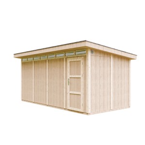 Základný drevený záhradný domček Timbela M905C s plochou strechou, 530x279 cm.