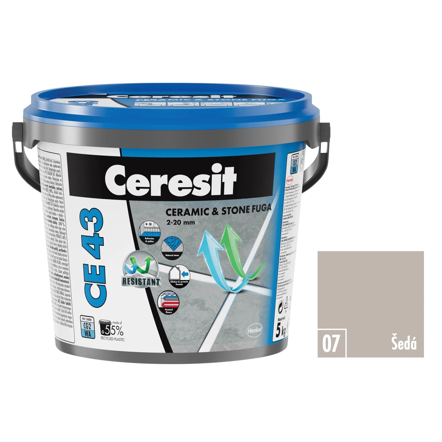 E-shop Ceresit Flexibilná škárovacia hmota CE 43 Grand Elit Sivá, 5 kg