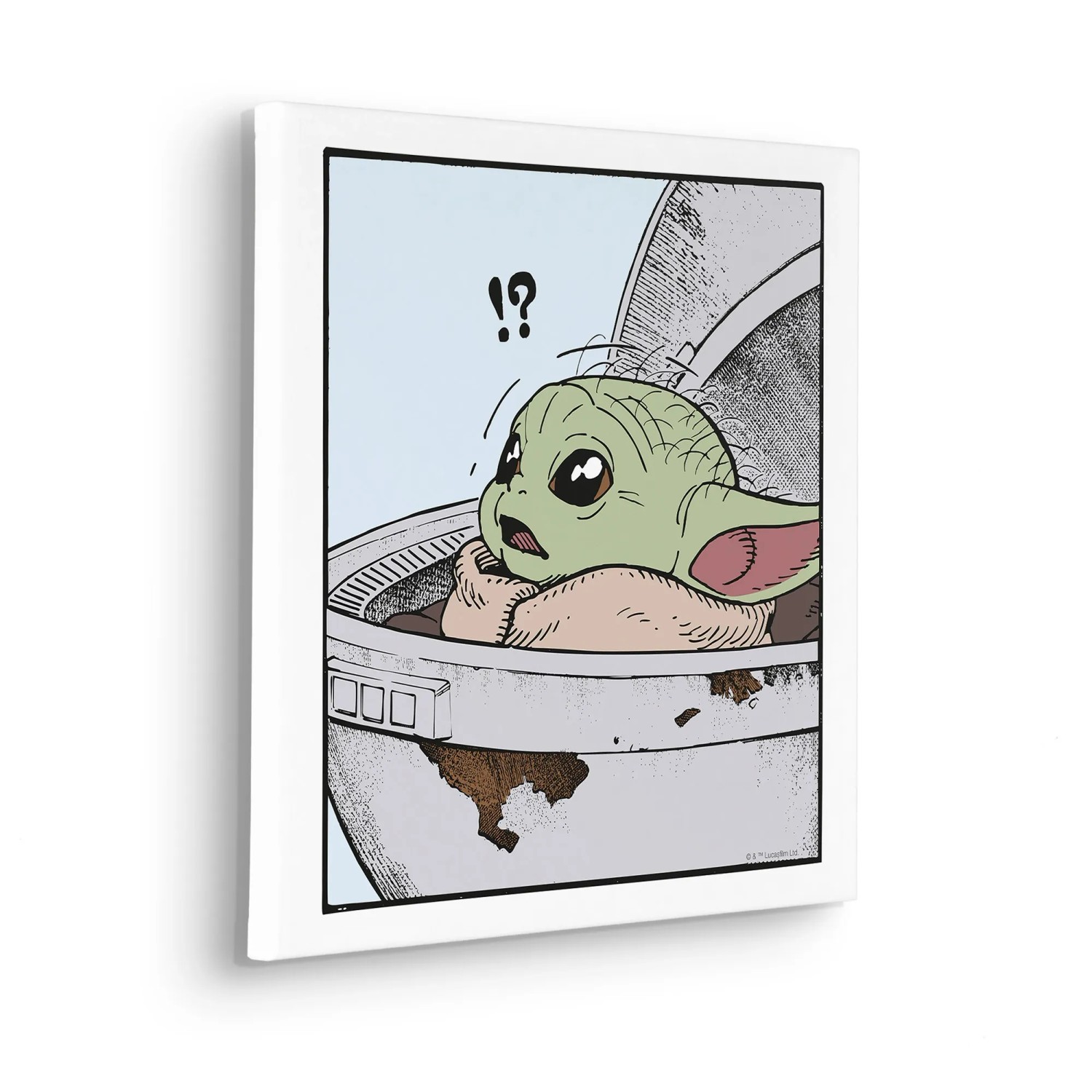 E-shop Komar Nástenný obraz na ráme Star Wars Mandalorian Grogu Shocked 40 x 40 cm