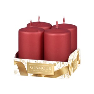 Sada adventných sviečok metalická matná červená 4 x 7 cm, 4 ks