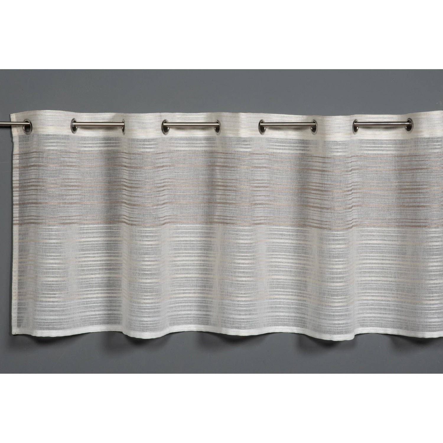 E-shop Sehlbach Vitrážová záclona s otvormi, tkané pruhy, béžová, 140 x 45 cm